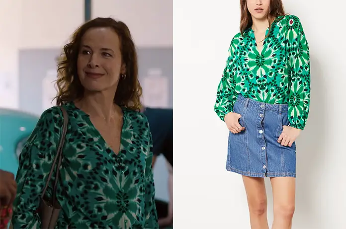 ALEXANDRA EHLE blouse motifs verts Ludivine dans l’épisode 5×01